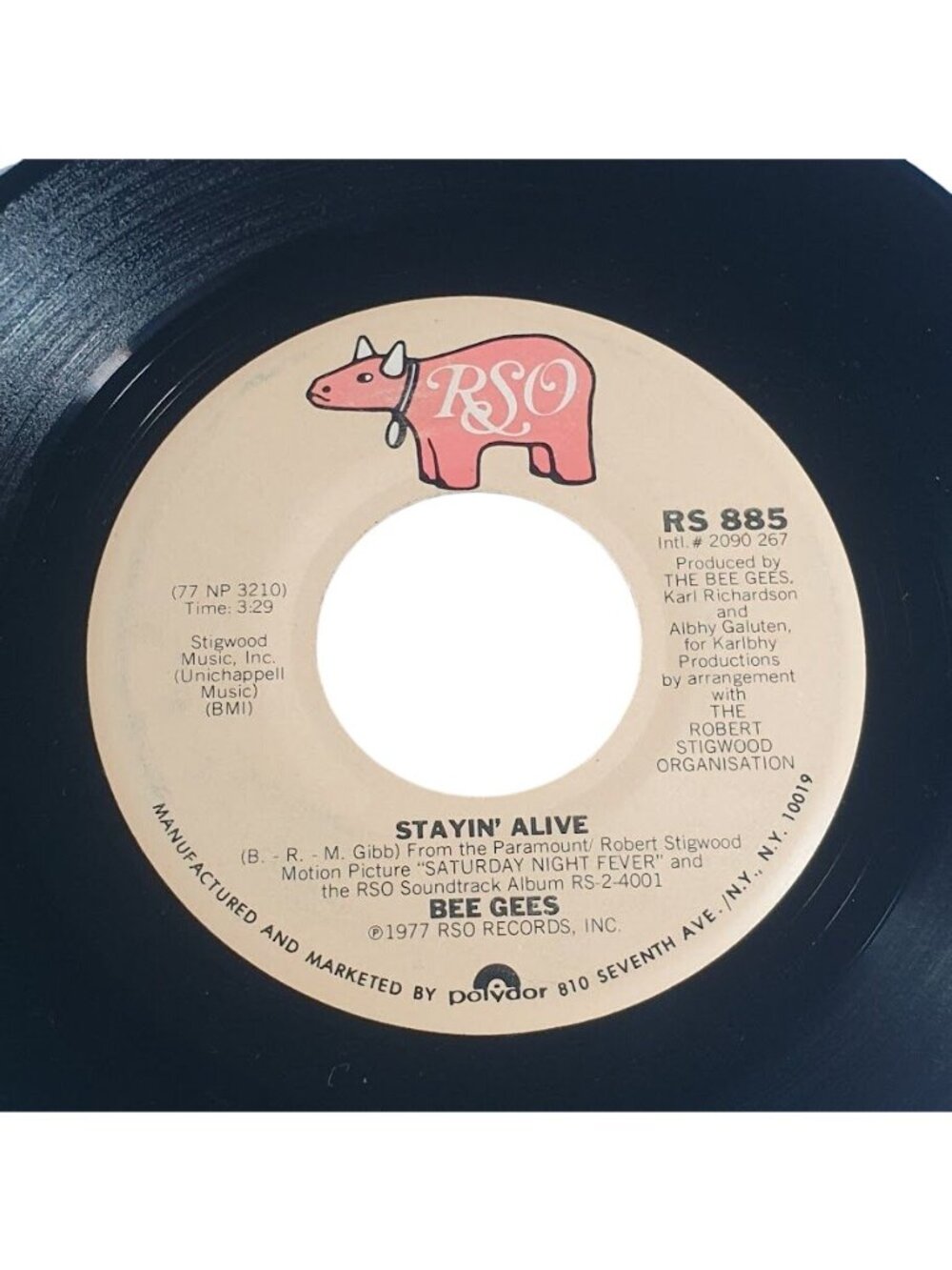 Bee Gees Stayin Alive 1977 7-Inch Vinyl Record (RSO Records) - Picture 2 of 4